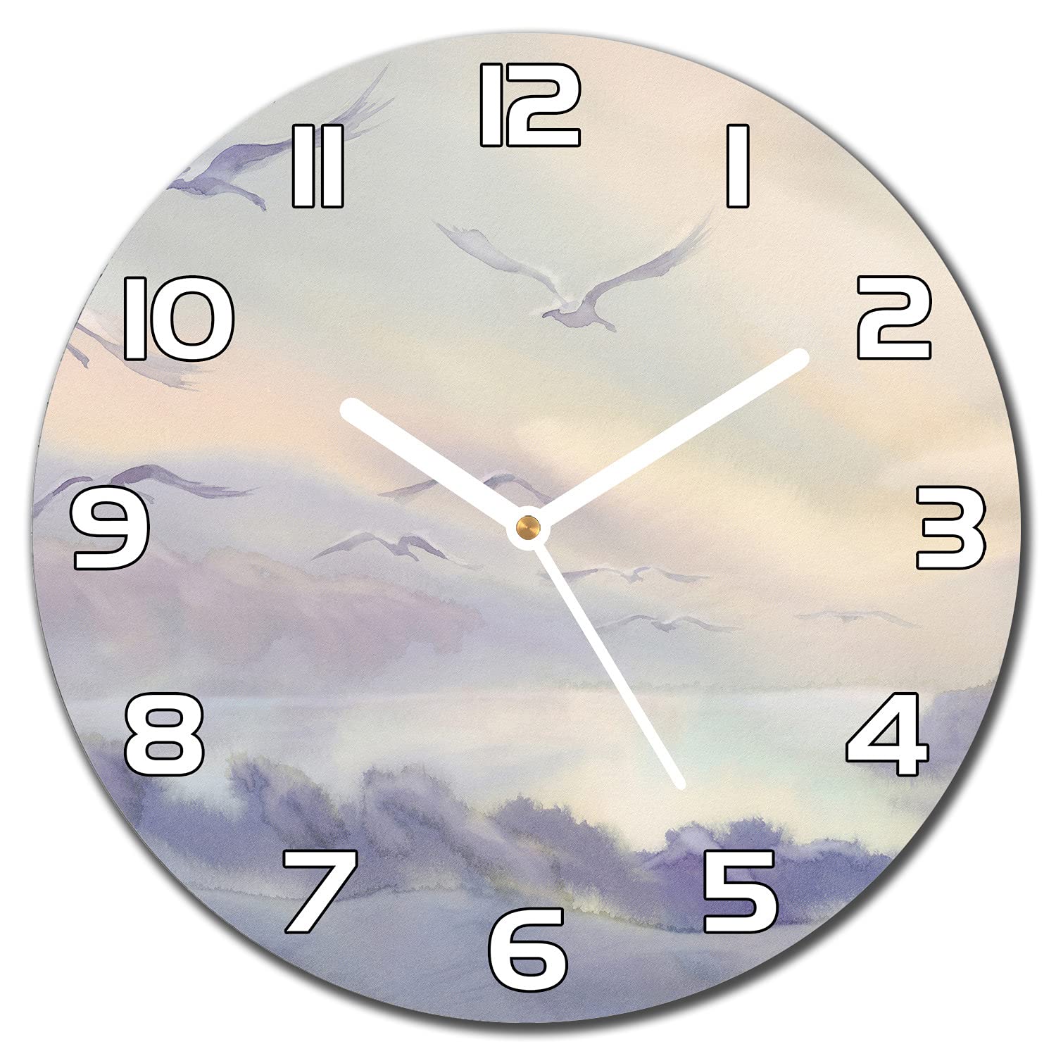 Horloge en verre murale salon cuisine 30 cm moderne pastel