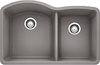 Vista 5 de BLANCO, Anthracite 440179 DIAMOND SILGRANIT 60/40 - Fregadero de cocina con doble cuenco con división baja, 32 x 21 pulgadas