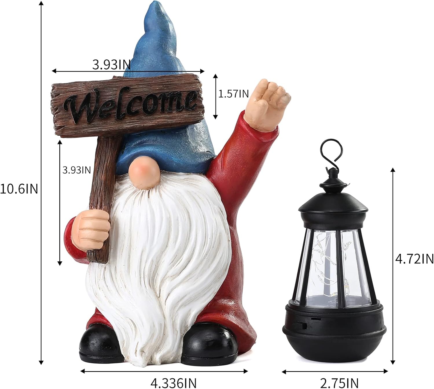 Garden Gnome Outdoor Decoration Solar Gnomes Statue with Lantern LED Lights,Terrace Courtyard Lawn Patio Porch Fall Decoration Halloween Christmas Housewarming Gift for Mom Women, Gnome Blue - Image 3