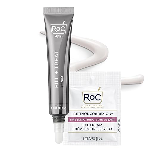 RoC Derm Correxion Fill + Treat - Suero avanzado de retinol, tratamiento de relleno de arrugas con ácido hialurónico para patas de gallo, 11 arrugas