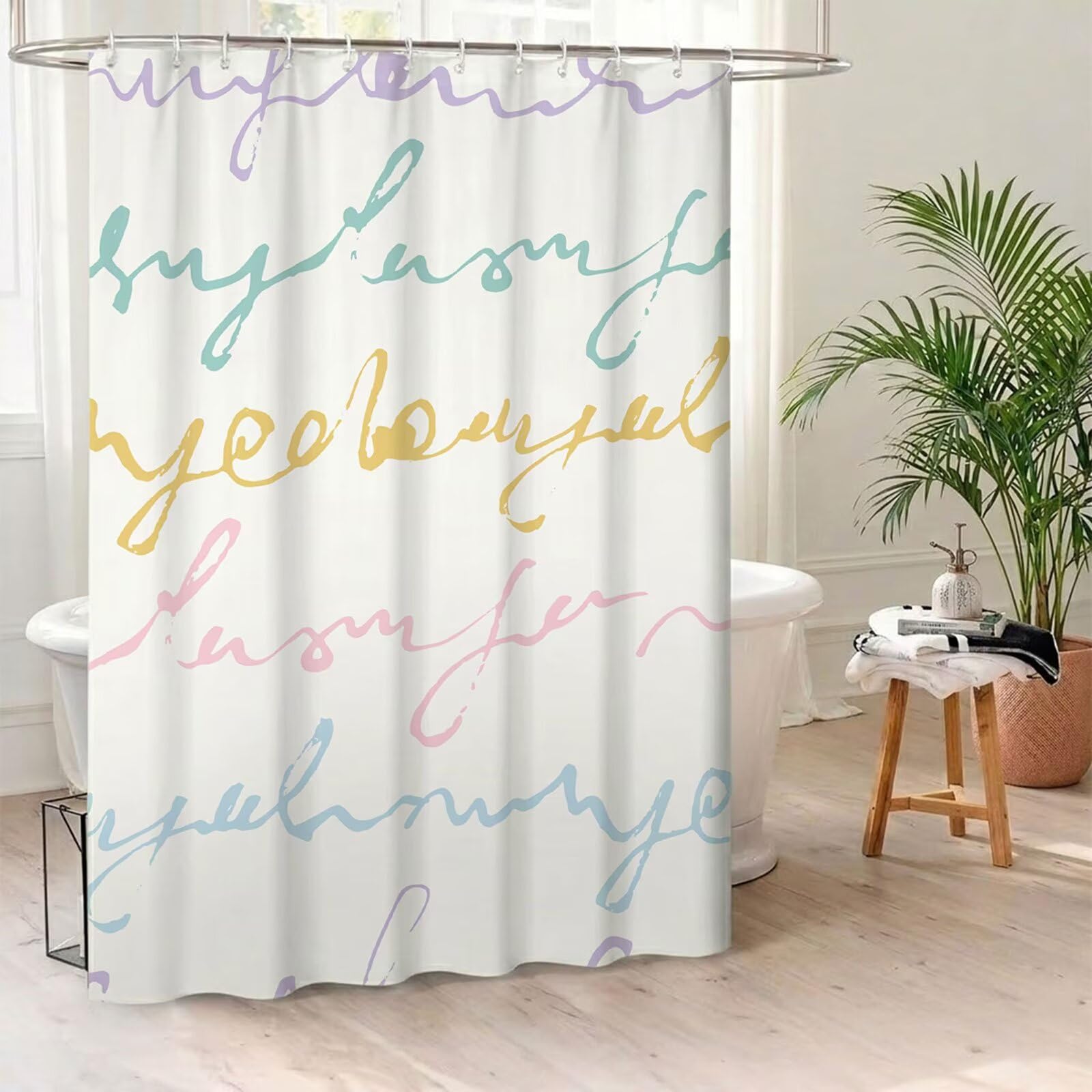 Rideau de Douche 180x220 cm - Tissu Polyester Imperméable Anti-Moisissure - 12 Anneaux Inclus - Ourlet Lesté pour Stabilité - Lavable en Machine - Idéal de Baignoire et Douche - Simple & Coloré Y1#524