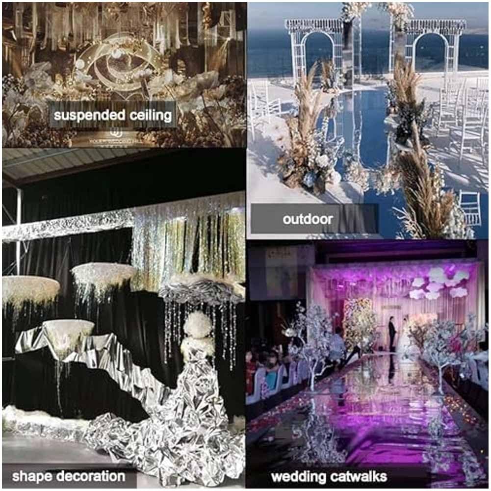Tappeto riflettente double-face per corridoio – tappeto decorativo argento per matrimoni, compleanni, feste di laurea, 1,2 x 40 m, ambiente luminoso ed elegante