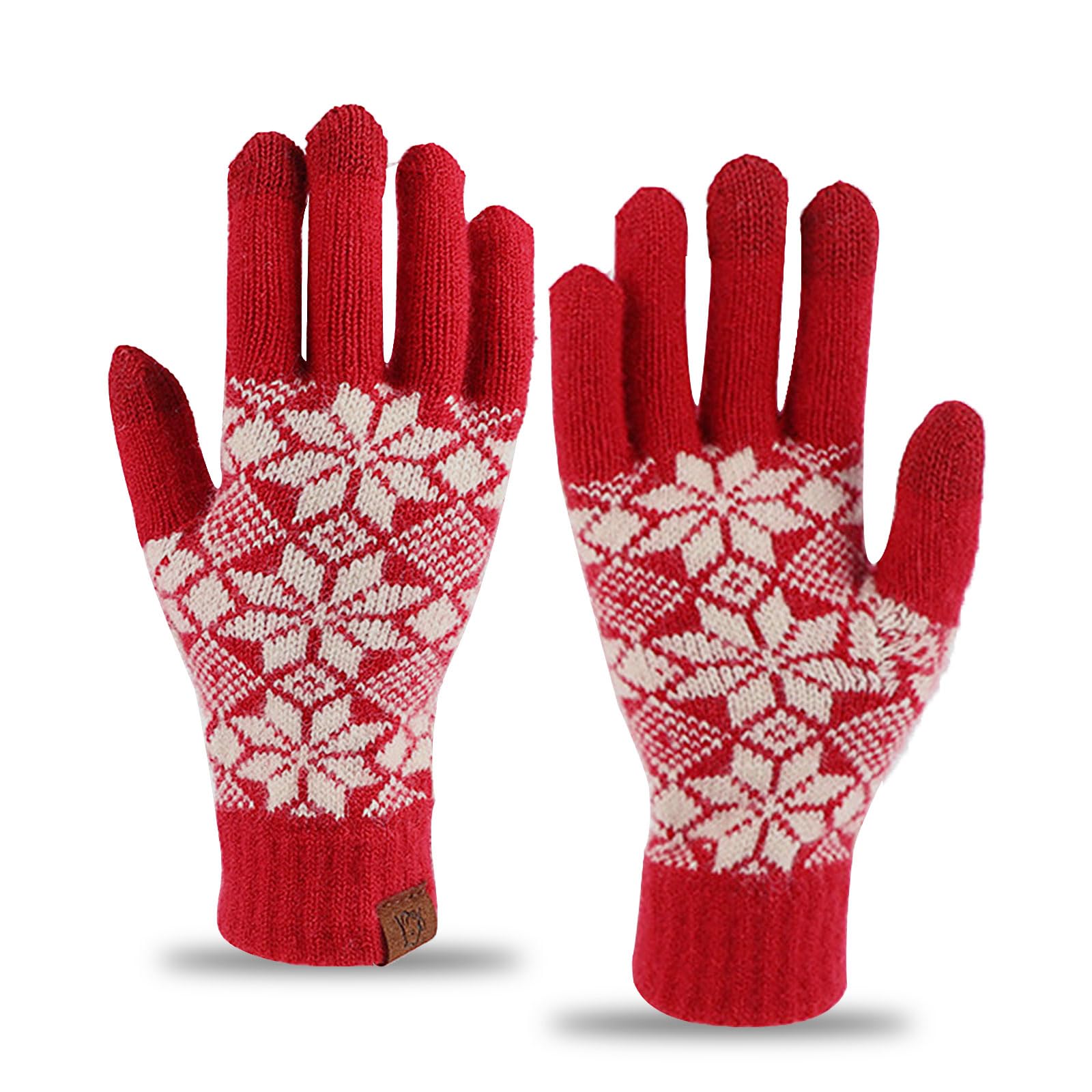 Long Keeper Rote Woll Handschuhe für Damen Winter Touchscreen Gestrickte Elastische Manschetten Handschuhe Weiche Dehnbare Warmen Handschuhe zum 