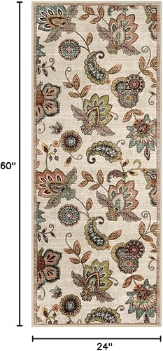 Miniatura 69 de Morebes Alfombras florales para puerta de entrada interior, alfombra pequeña de 2 x 3 pulgadas, antideslizante, alfombras de cachemira lavables