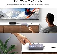 Vista 5 de UGREEN Conmutador HDMI 5 en 1 de salida 4K@60Hz, divisor HDMI con control remoto, selector de 5 puertos, caja de conmutación compatible con 3D CEC