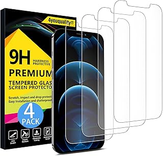 4youquality [4-Pack] Screen Protector for iPhone 12 Pro Max (6.7-Inch), Tempered Glass Film, [LifetimeWarranty][Anti-Scrat...
