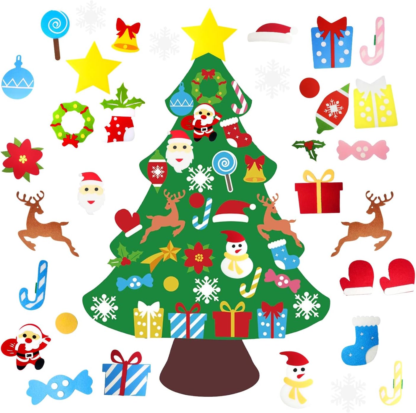 Felt Christmas Tree Set 33 Pcs Wall Hanging Detachable