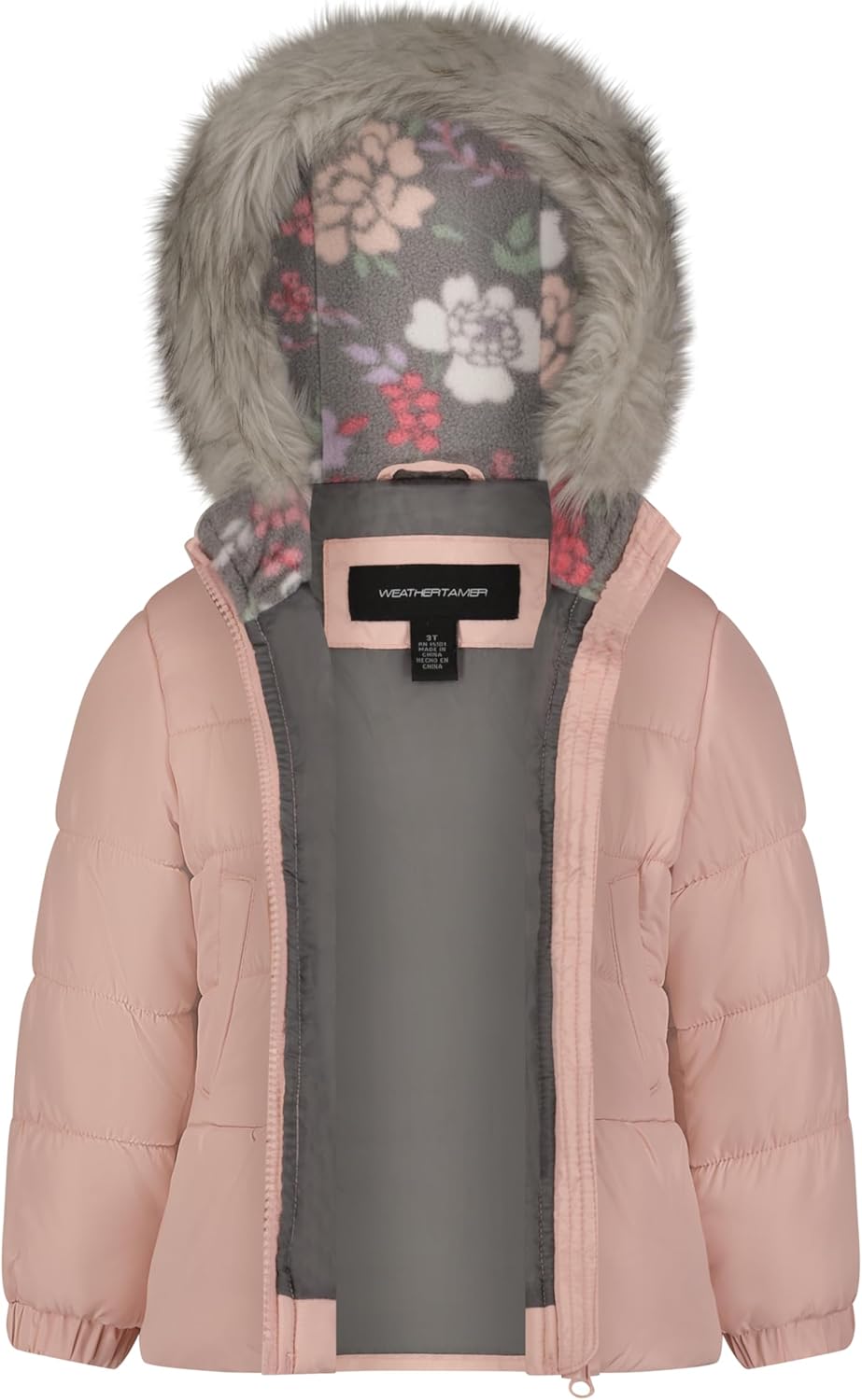 Girls' Warm Winter Puffer Jacket with Faux Fur Hood and Beanie - Image 2