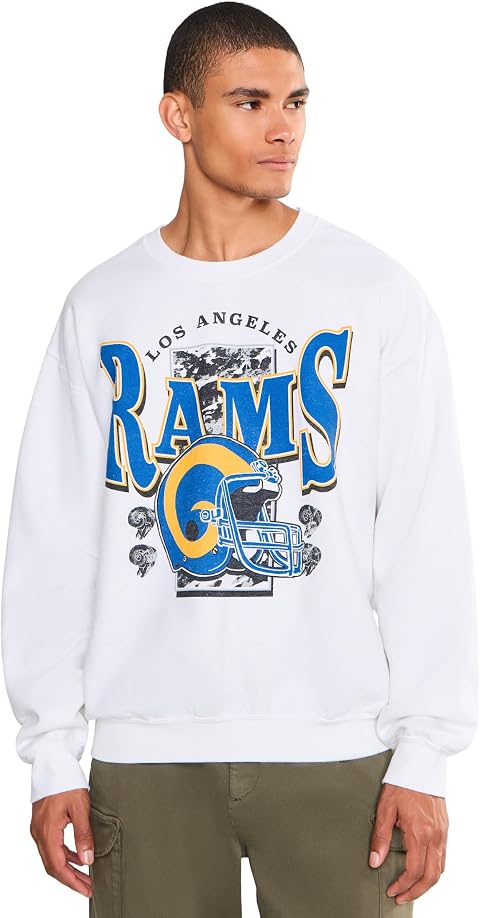 Мужской флисовый свитшот Junk Food Clothing NFL Los Angeles Rams Conversion, цвет: Белый