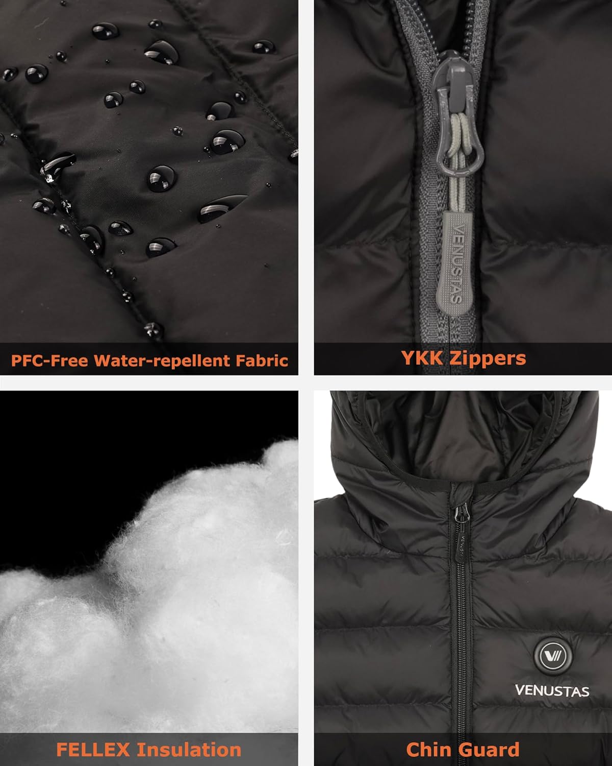 Venustas Boys Heated Jacket with Battery Pack, Kids Lightweight Electric Puffer Coat - Image 5