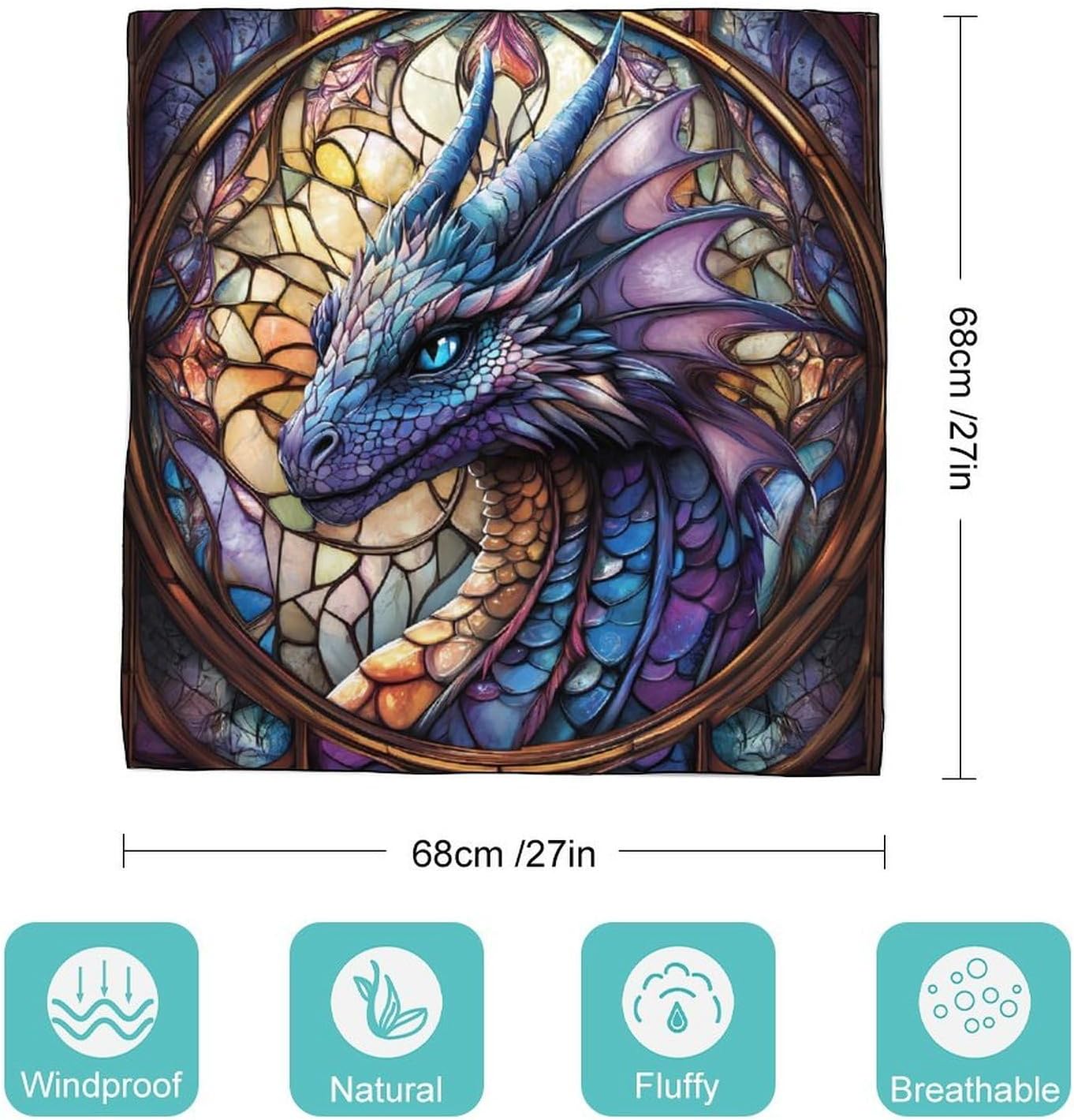 Purple Dragon Bandana Fashion Head Scarf Square Silk Scarf Print Neck Hair Scarfs for Women Men Gifts