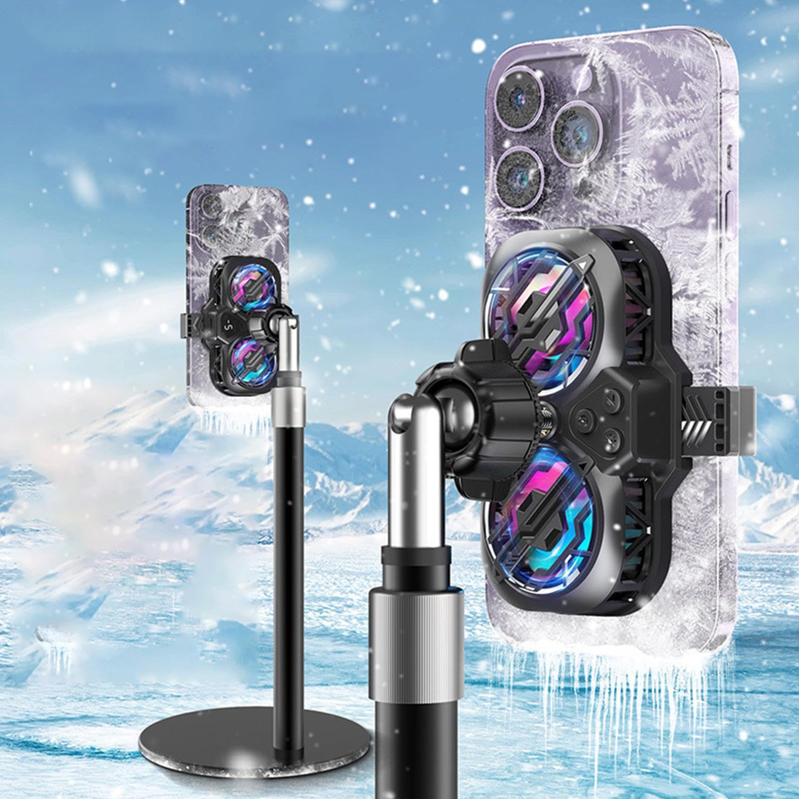 FunCooler 3 Pro - Raffreddamento rapido per cellulare, funzione di supporto telefonico/interruttore fisico/3 marce, potenza di raffreddamento silenziosa, per Live Streaming con luci RGB [video game]