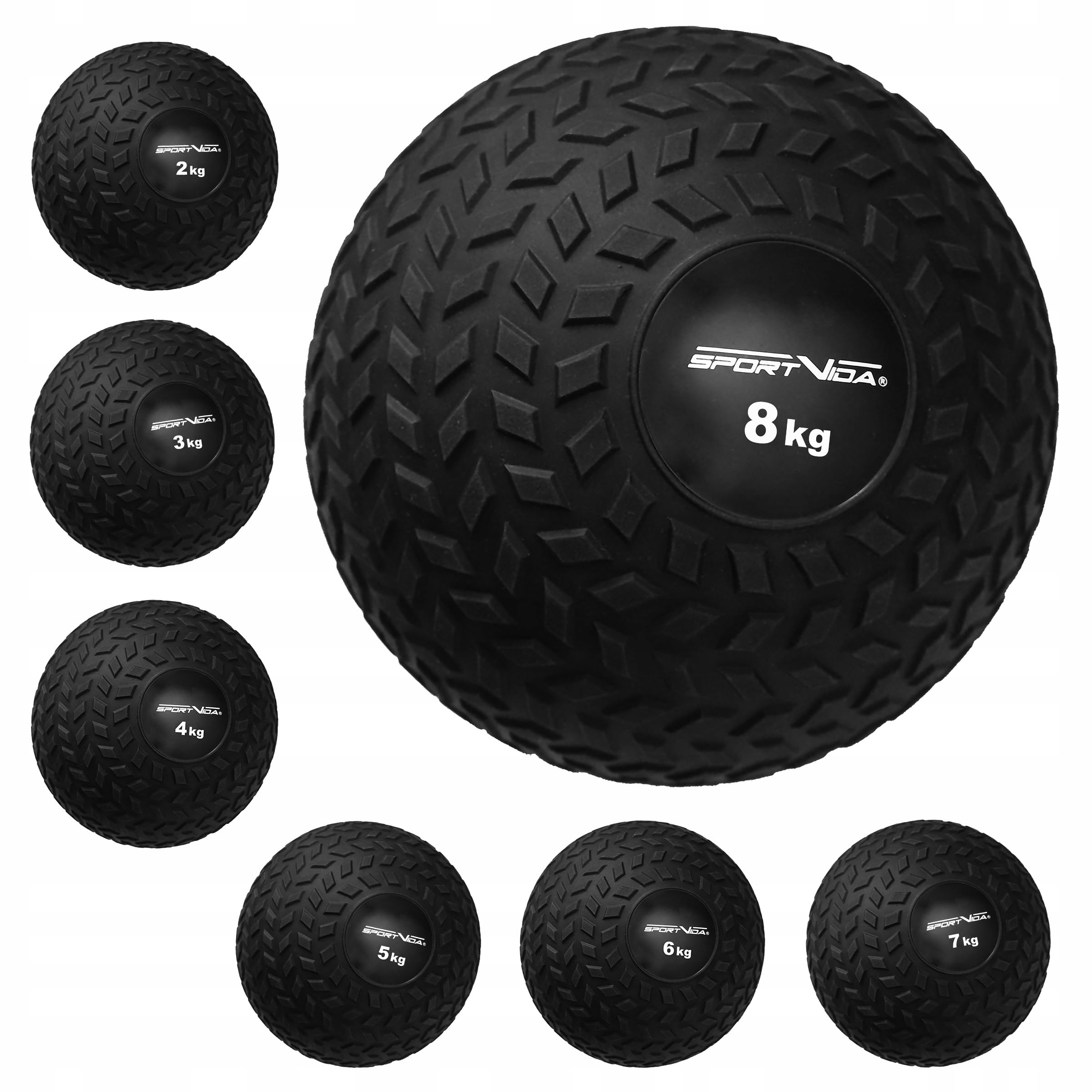 Slam Ball Médecine Ball en Caoutchouc Poids 2,3,4,5,6,7 et 8 kg avec Surface adhérente Diamètre 23 cm Ballon d'entraînement antidérapant pour Le Sport