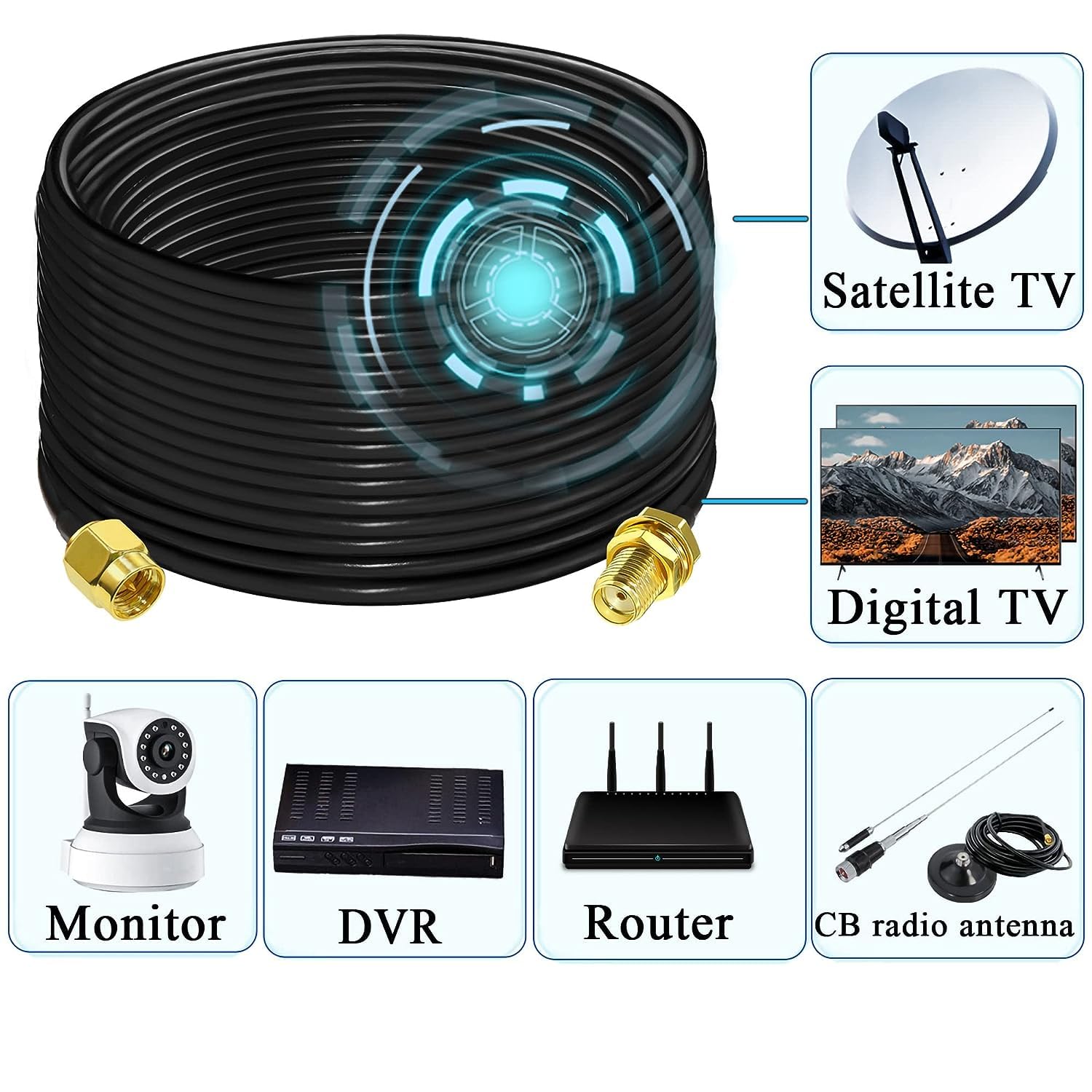 Câble D'Extension Antenne WiFi RG58 15m SMA Mâle Vers Femelle - Rallonge Coaxiale Haute Performance 50 Ohm