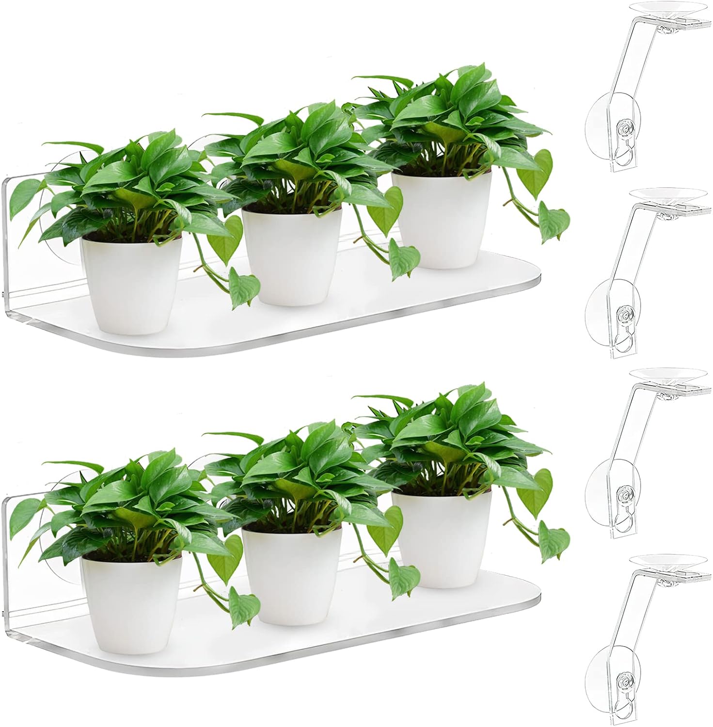 2PCS Acrylic Window Plant Shelves for Plants Strong