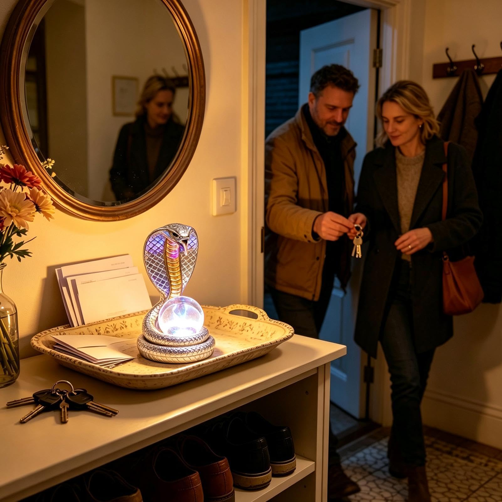 Lampka Biurkowa LED Żywiczna Dekoracja Biurka z Wtyczką USB