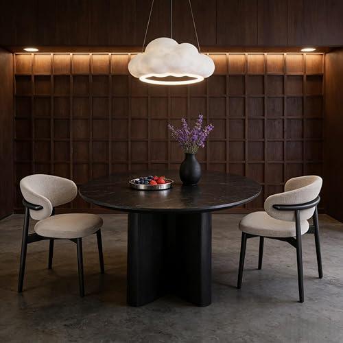 Miniatura 8 de ZimNo Juego de 2 sillas de comedor modernas de madera, sillas de madera maciza, respaldo tapizado de tela beige para casa de campo, cocina,