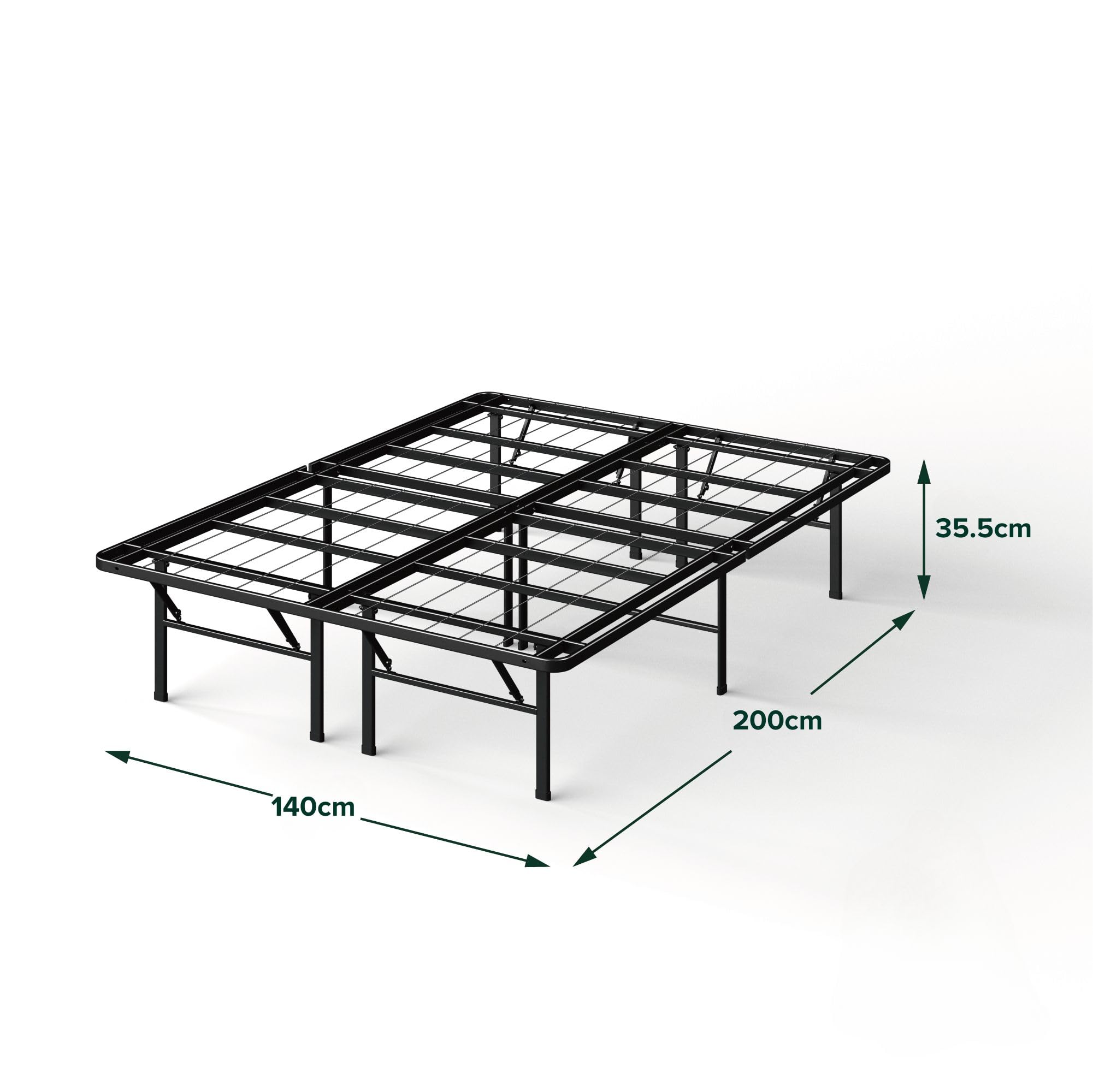 Zinus SmartBase łóżko 140 x 200 cm – wysokość 35 cm – idealne do łóżka dla gości – miejsce do przechowywania pod łóżkiem – czarne