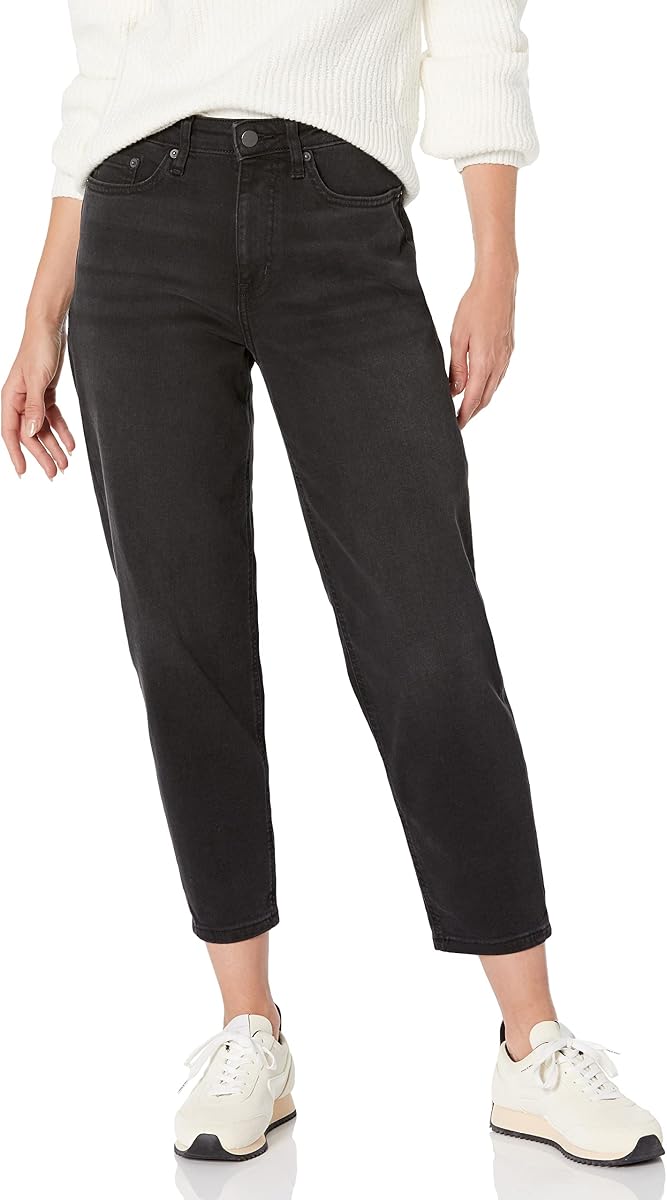 Amazon Essentials Vaqueros tobilleros cónicos de pierna relajada y talle alto para mujer - Colores descatalogados