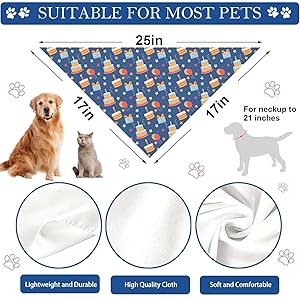 Birthday Dog Bandanas, Reversible Double Side Large Pet Bandanas, Celebration Set, Adjustable Triangle Holiday Scarves for Dogs Girl Boy Pets