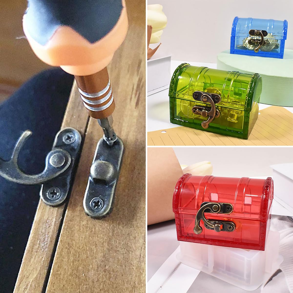 Amazon | Jinmoioy ロック 打掛 金具 8個 コーナー南京錠掛ボックス