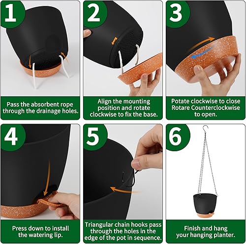 Miniatura 3 de GARDIFE Macetas colgantes para plantas de interior, maceta colgante de 8 pulgadas, maceta de riego automático, paquete de 2 macetas colgantes de