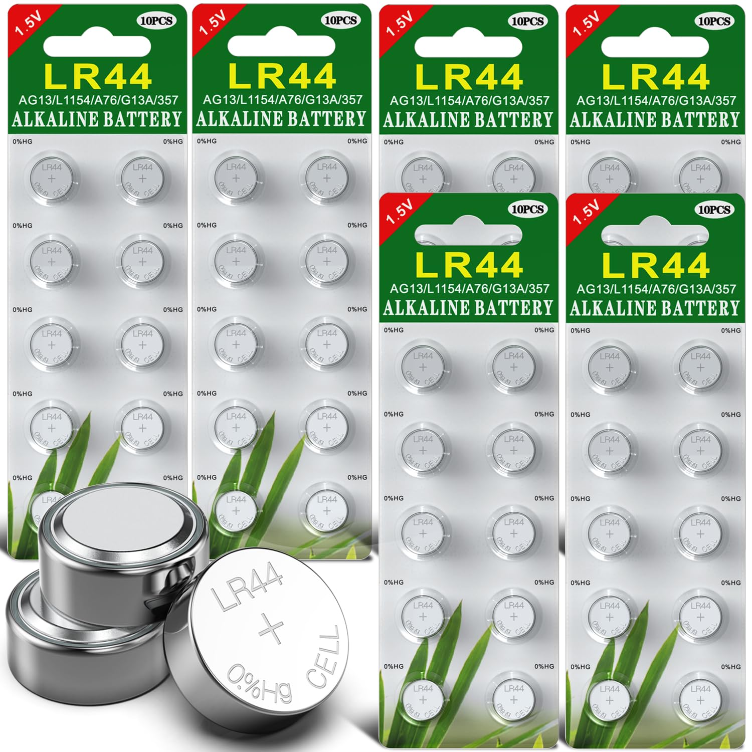 60 Stück AG13 LR44 1.5V Alkaline Knopfzelle Batterien Ohne Quecksilber (357/357A/L1154/A76/GPA76), LR44(AG13)
