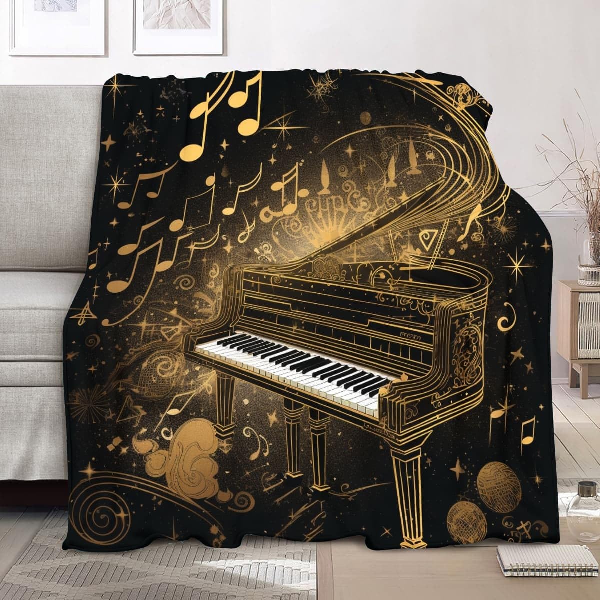Couverture moelleuse flanelle noire pour partager des moments doux en famille