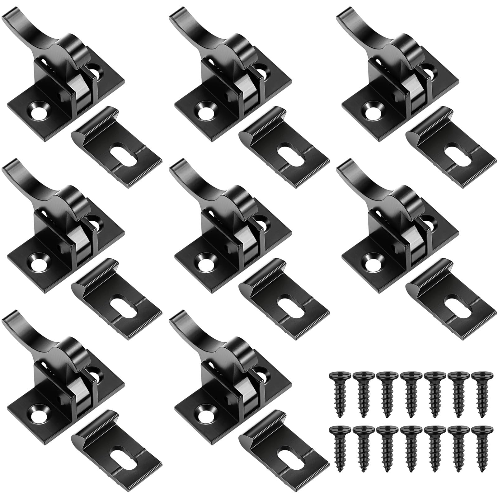 Lounsweer 8 Pcs Brass Heavy Duty Cabinet Door Latch Closets Door Elbow Latch Cabinet Latch with Mounting Screws Hardware for Bedroom Bathroom Window