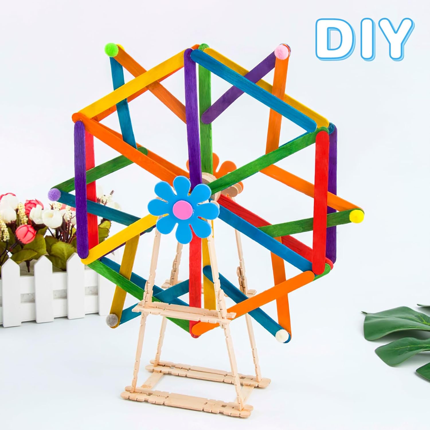 150 Pcs Wood Craft Sticks Assorted Color Ice Cream Ice Pop Sticks 5.91 Inch for Handmade DIY Projects Baking Decorations
