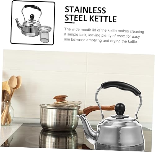 Miniatura 7 de Cabilock Tetera para hervir agua moderna para el hogar tetera plateada acero inoxidable L para estufa tetera calentador de té té rápido para