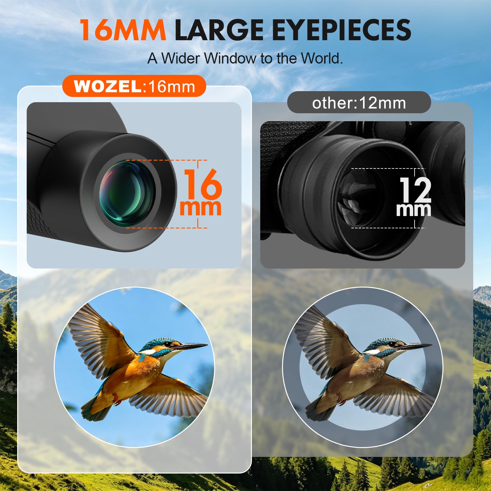 Wozel - Binocolo compatto 20 x 25 per adulti e bambini, ad alta potenza, con visione bassa, visione bassa, per bird watching, concerto, crociera, viaggi, leggero piccolo prisma Porro FMC con custodia