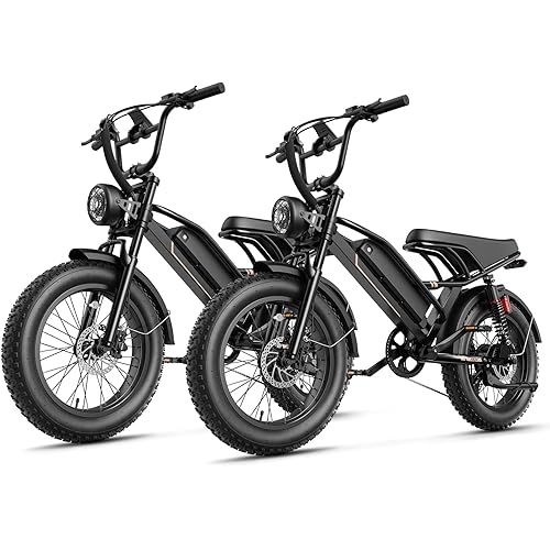 Jasion 3000W/2000W Electric Bike for Adults Teens, Electric Dirt Ebike 80/55 Miles Range,Moped Style E bike 32/28MPH,20"/16"Fat Tire Off Road with Cruise Control&Footrest,Dual Suspension E Motorcycle