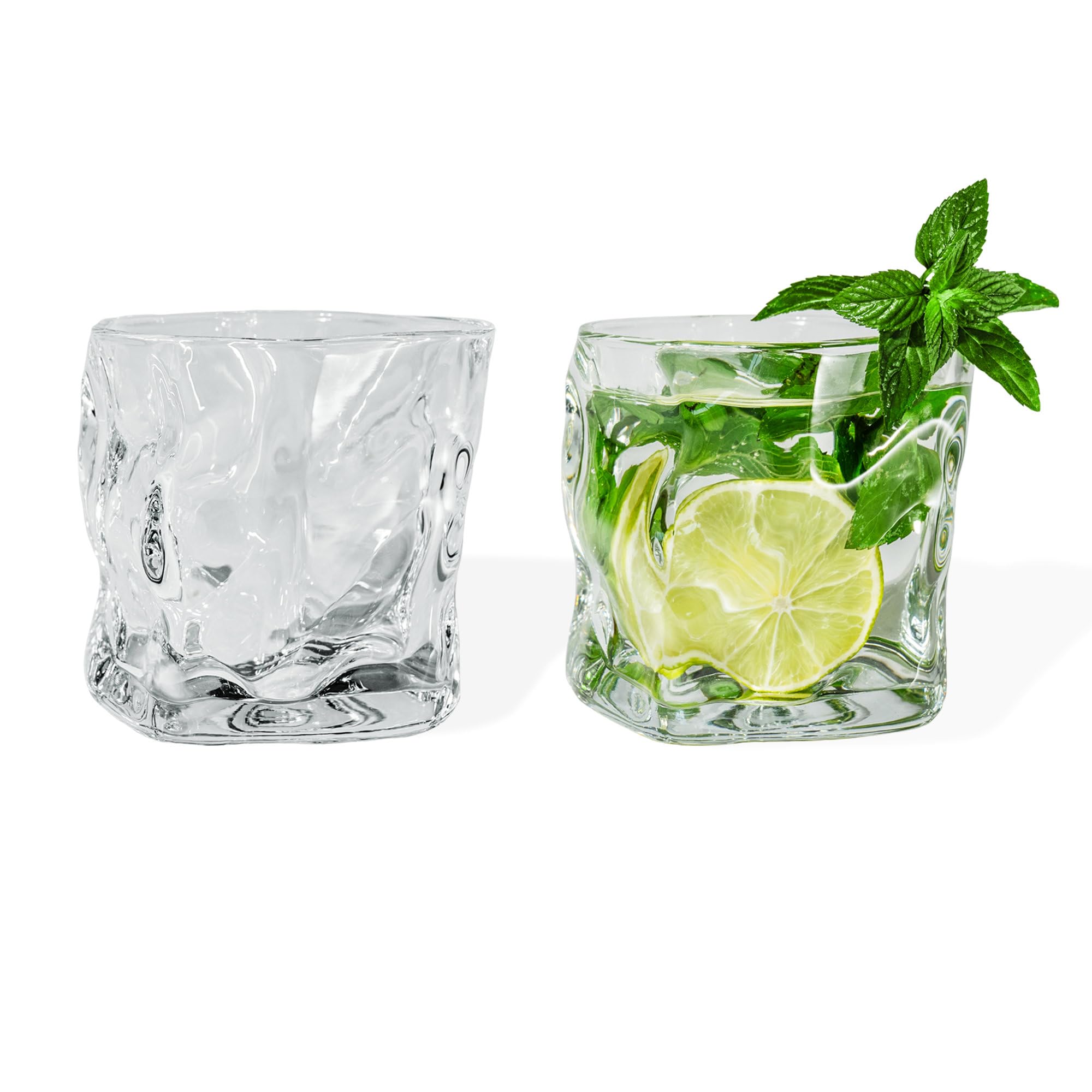 7 O'CLOCK Set of 2 Vintage Design Diamond Clear Glass Alaska Iced Coffee Glasses Cocktail Glasses Water Tea Coffee Juice Glasses Dishwasher Safe 200ml Home & Kitchen