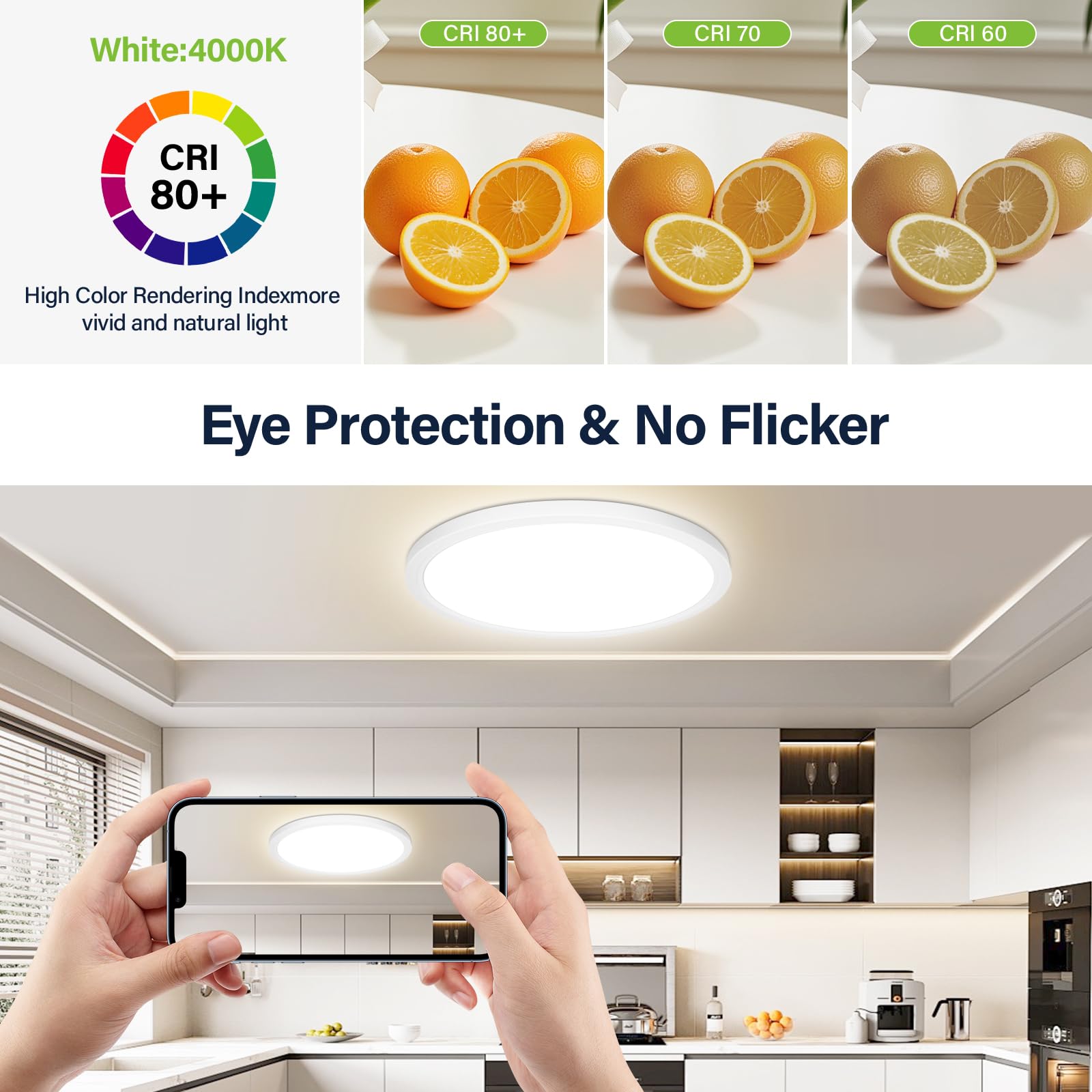 Bzavor LED Deckenlampe Effizienzklasse A 210lm/w 4000K 11W 2600lm,Rund Ø30cm LED Deckenleuchte Flach IP54 Wasserfest Lampe Panel für Küche Wohnzimmer Badezimmer Flur Schlafzimmer, Weiß, Ultra Dünn