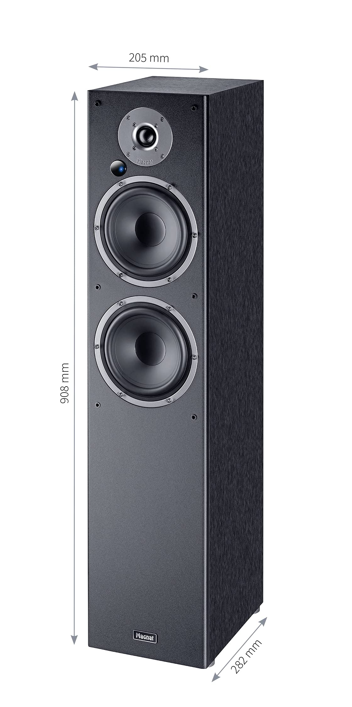 Magnat Monitor Reference 5A, Bluetooth-Stereo-Standlautsprecher mit HDMI, hochwertiger Phono-Vorverstärker, 1 Paar, schwarz | Aktives 2.5-Wege-Stereo-Paar mit 2x60 W RMS, HDMI ARC, Bluetooth 5.0 aptX, Phono/RCA, optischem Eingang und AUX.