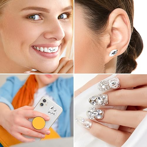 Miniatura 5 de 4 piezas de gemas de dientes, diamantes de imitación de joyería de brillo de dientes, adornos de dientes de moda para decoración de dientes de