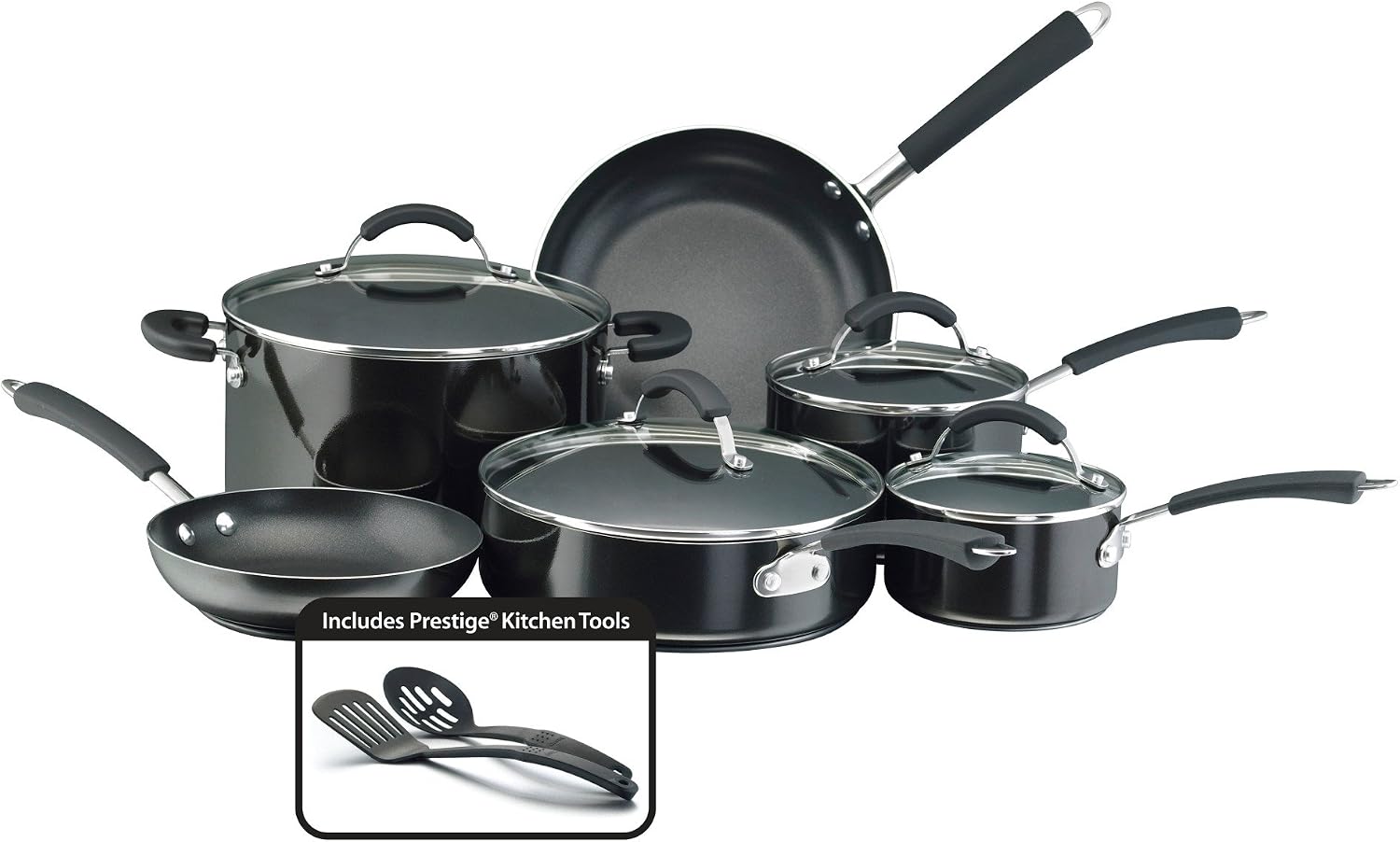 Farberware Millennium Nonstick Cookware Pots and Pans Set, 12 Piece, Black