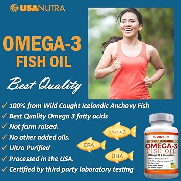 Triple Strength Omega-3 Fish Oil 3600mg Supports Heart, Joint, Brain, Eye Health with EPA and DHA for Women and Men