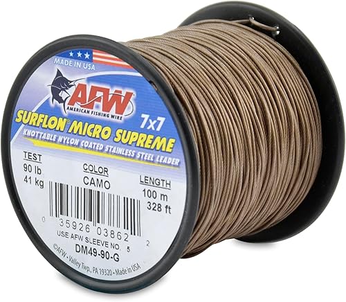 Miniatura 17 de American Fishing Wire Surflon Micro Supreme Nylon Coated 7x7 Cable líder de acero inoxidable – Líderes de alambre anudado para pesca de agua salada