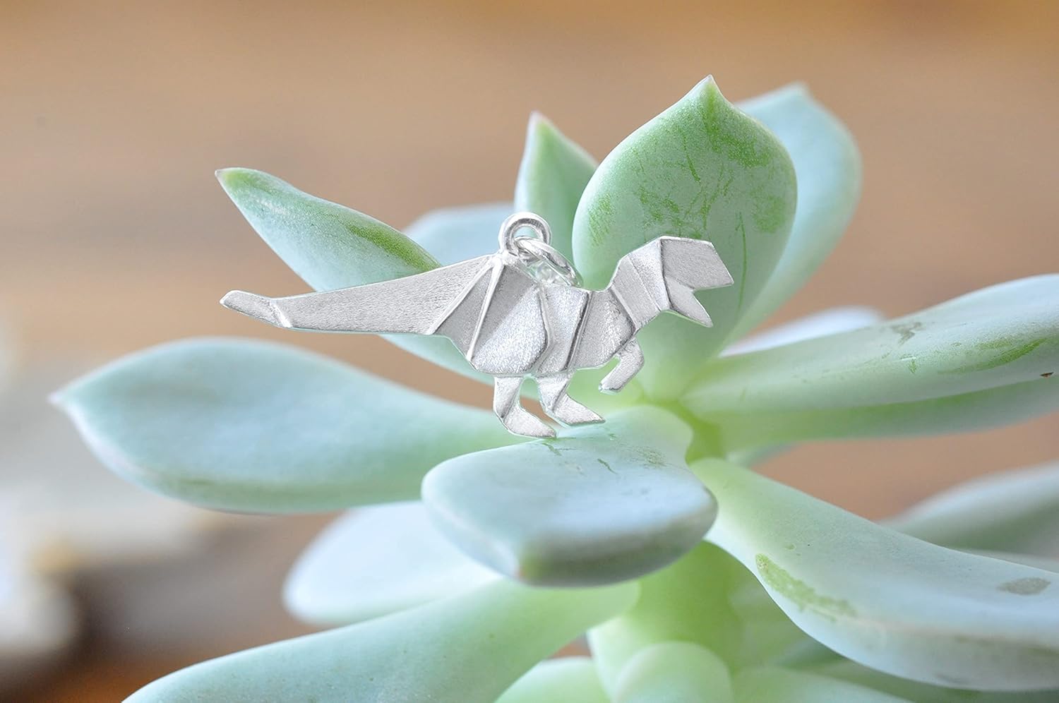 Origami Dinosaur T-Rex Necklace in Sterling Silver with 18" Chain - Image 7