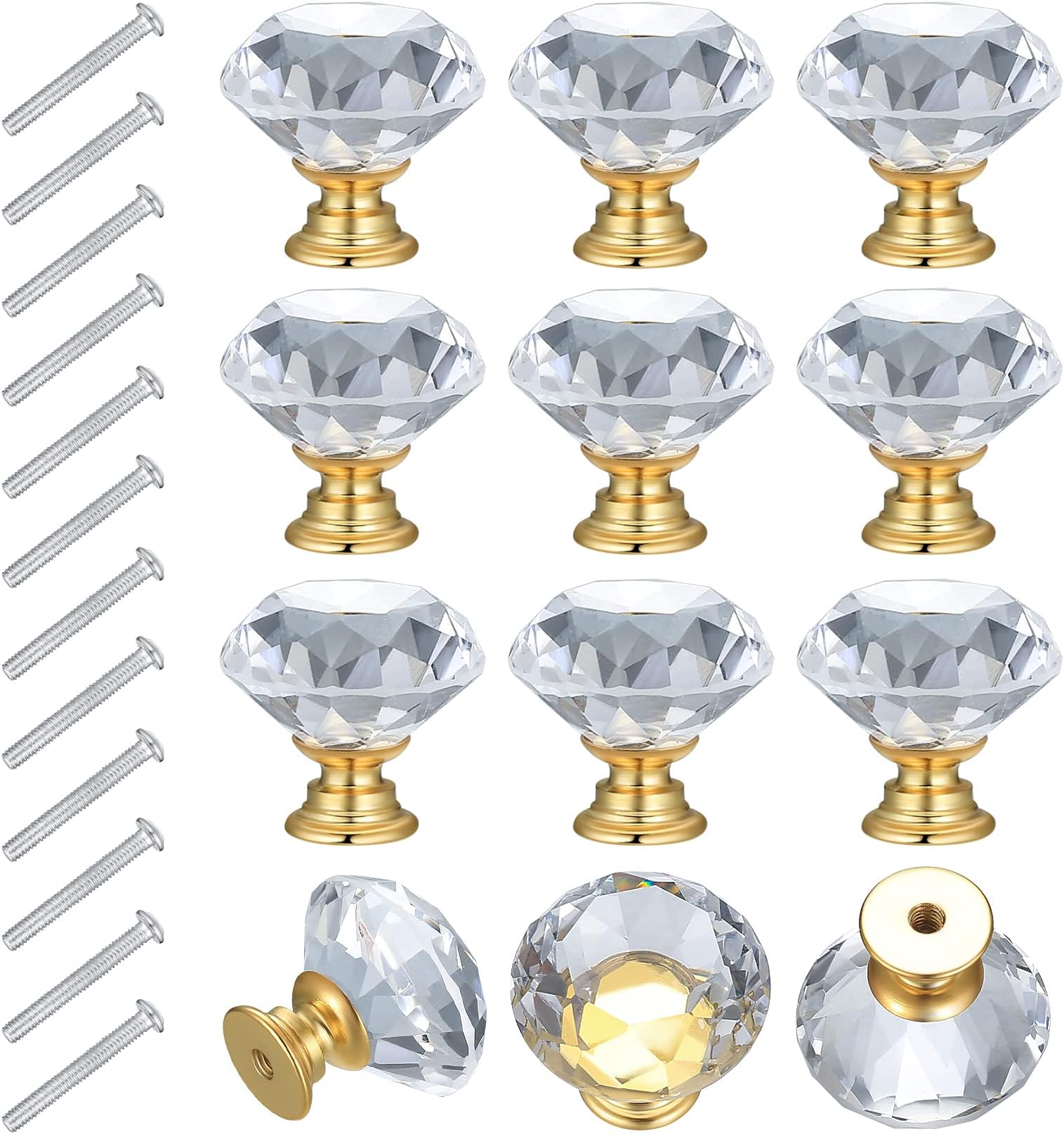 Lot De 4 Boutons De Porte Ronds à Trou Unique Avec Vis Pour