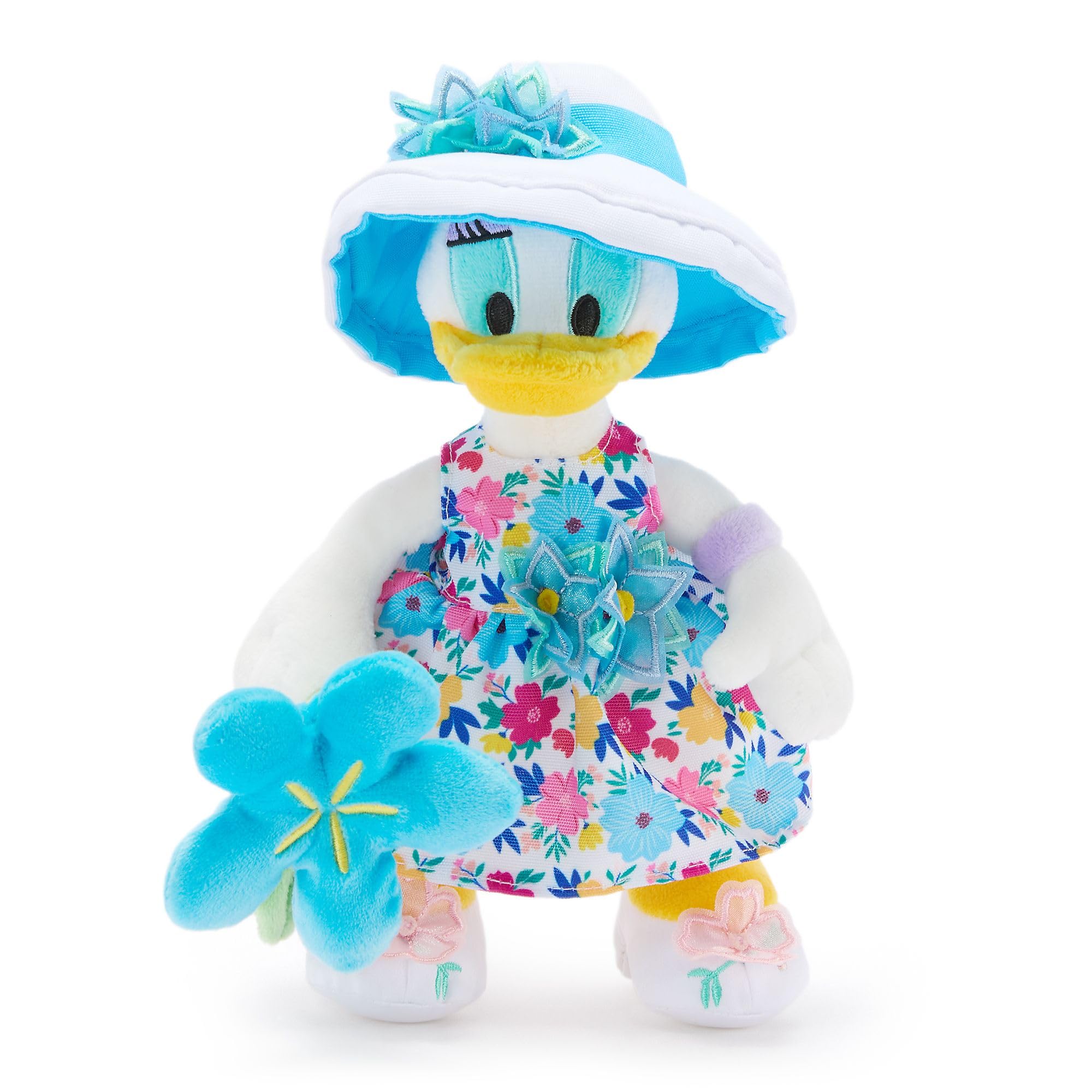 Disney Store Official Daisy Duck Summer Floral Bean Bag – Soft Plush Toy 23 x 15 x 15 cm