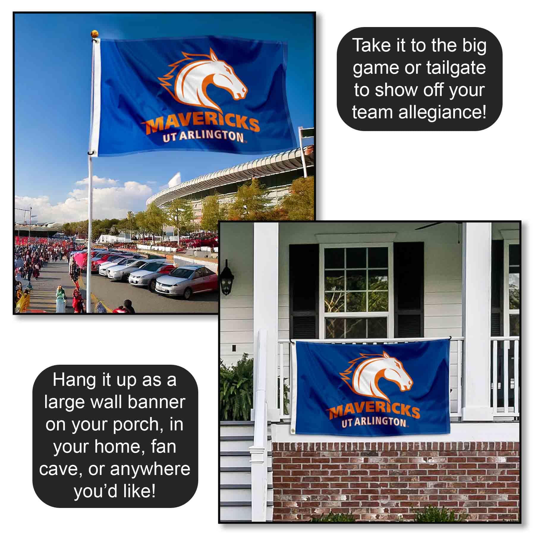 Texas Arlington Mavericks Logo Pennant Flag