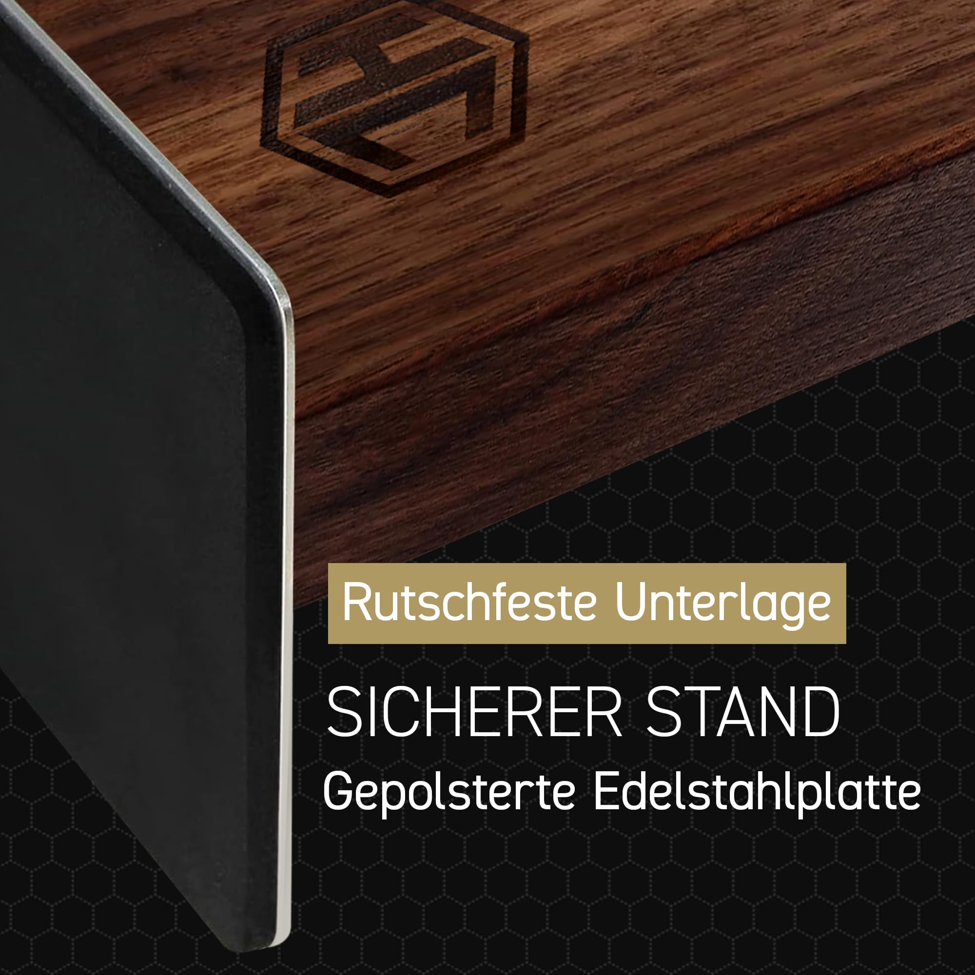 HexClad Magnet-Messerblock 22,4 x 22,5 cm – aus Walnussholz