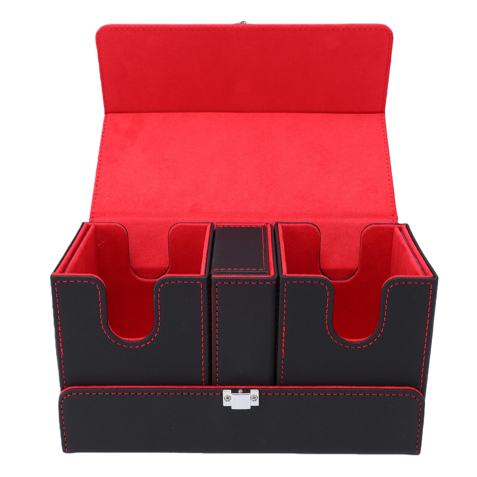 Sxhlseller Scatola Porta Carte con Doppia Finestra Chiusura Magnetica |Organizer in Pelle PU per Oltre 100 Carte con Custodia Portatile da Collezione con Porta Dadi