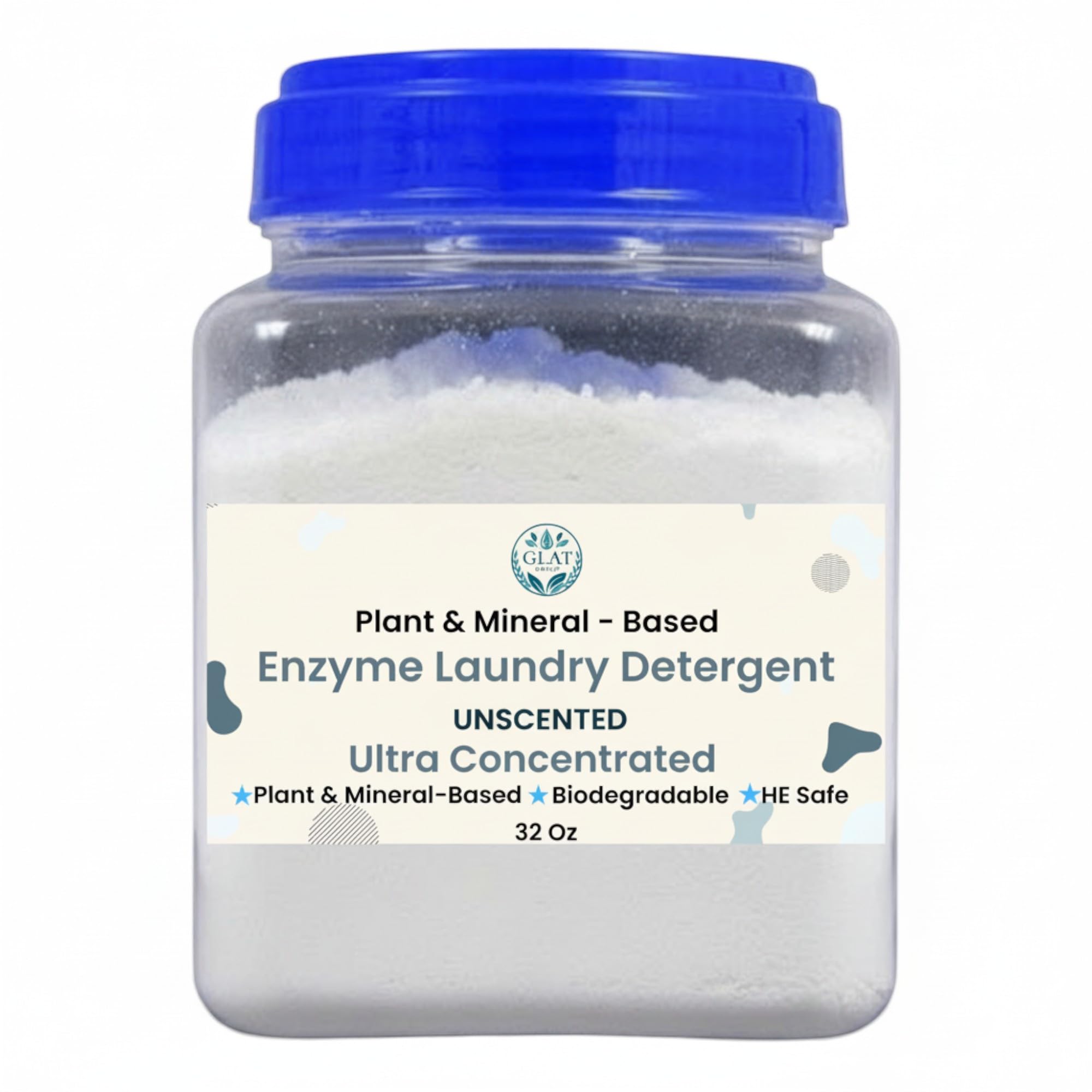 Ultra-Concentrated Enzyme Laundry Detergent - Unscented Plant Mineral-Based Stain Remover Odor Eliminator Safe for Sensitive Skin Biodegradable HE