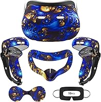 Vista 8 de VR Accessories for Oculus Quest 2, Silicone Face Cover/Controller Grip Cover/VR Shell Cover/Lens Cover/10PCS Disposable Eye Cover are Included in VR