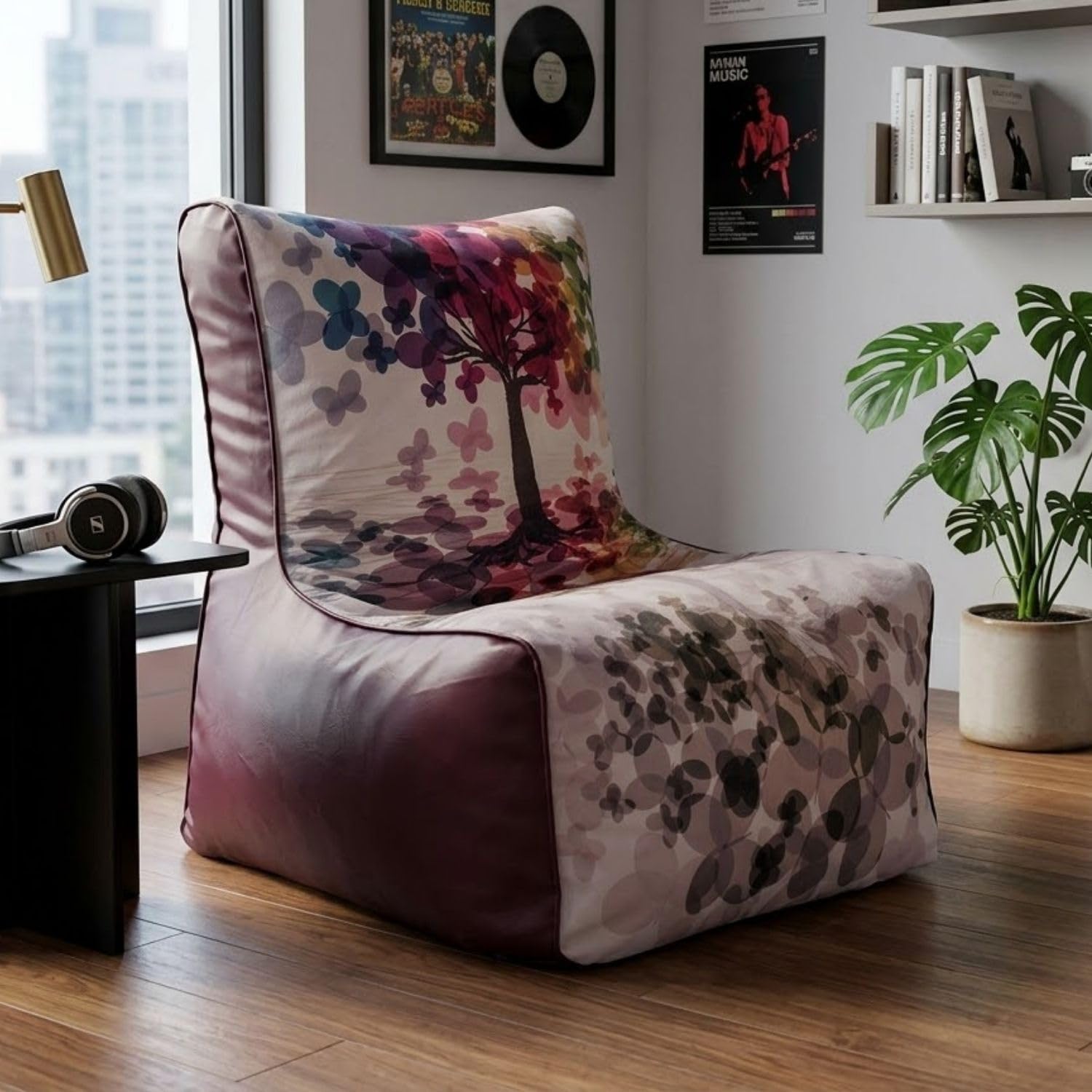 Bean Bag Chair Cover | Size: 0XL | Color: Colorful Tree Wine | Without Beans | Premium Leatherette Cover (CMF 1219)-image-1