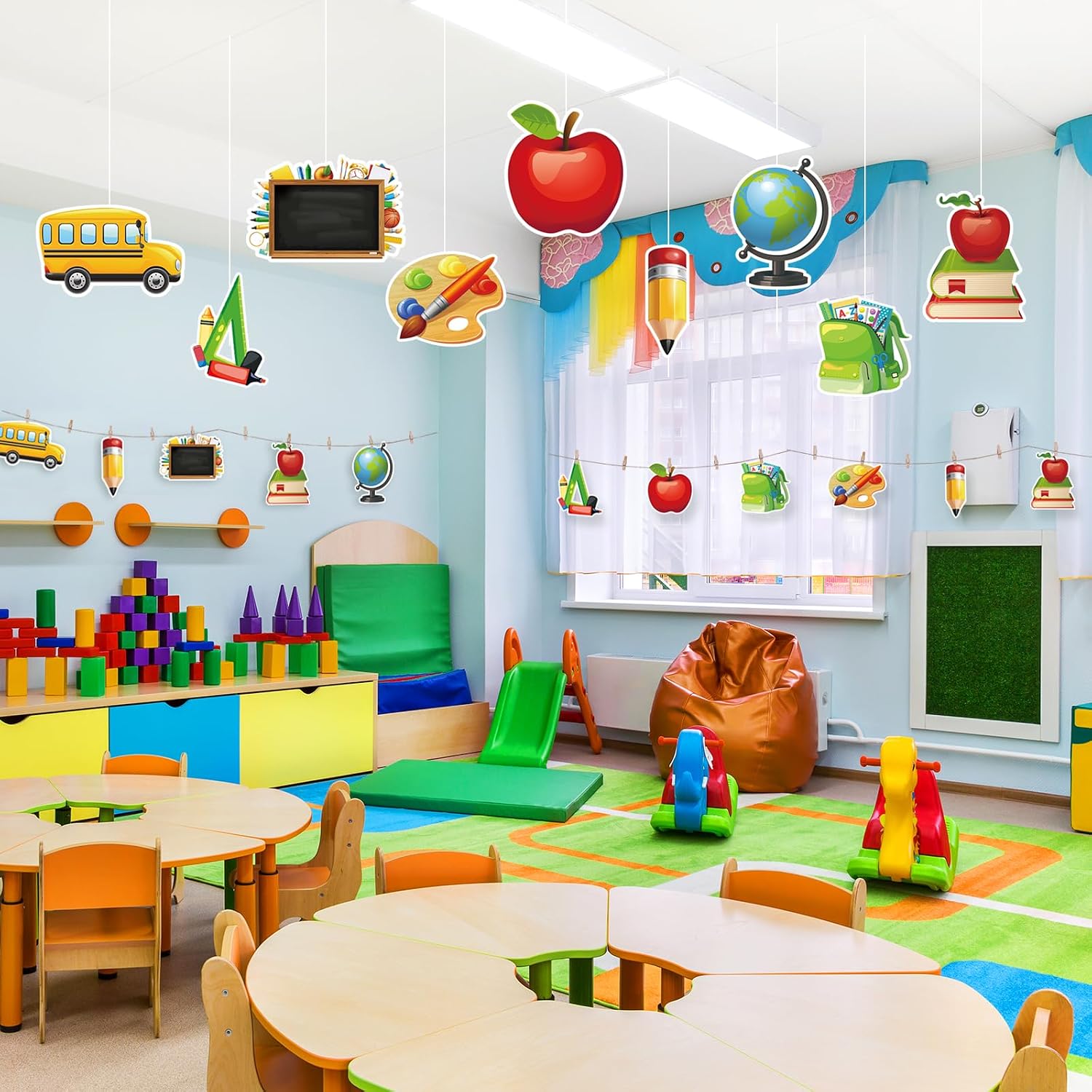 54 Pcs Back School Classroom Decorations Set, Back to School Bulletin Board Decorations School Bus Cutouts Classroom Decor for School Classroom Party Favor Supplies-Double-Sided Printing image 5